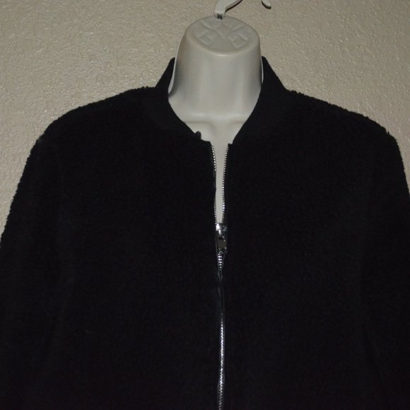 Sz S n:PHILANTHROPY Off Black Irie Faux Shearling Fur Bomber Jacket - Picture 3 of 6